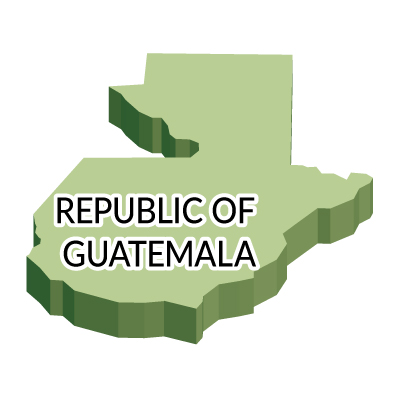 グアテマラ共和国無料フリーイラスト｜英語・立体(緑)